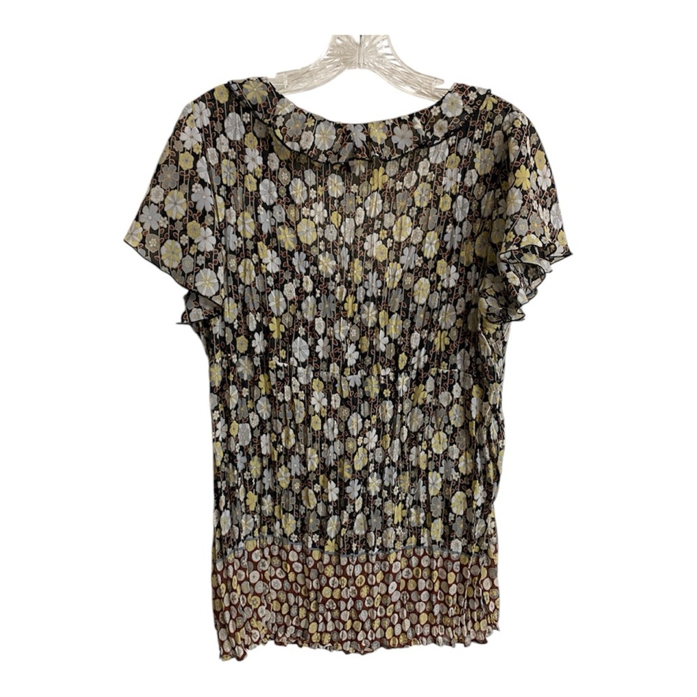 Notations Black and Yellow Floral Blouse
